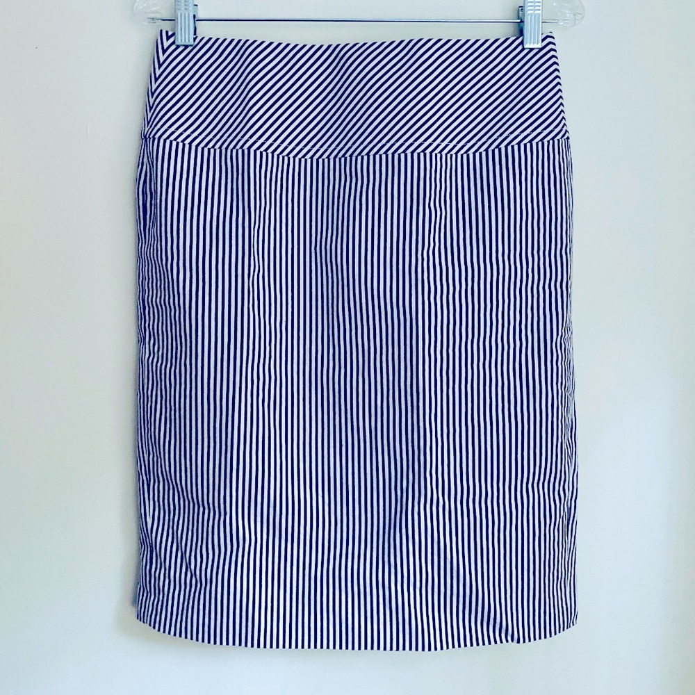 J CREW Navy Striped Pencil Skirt Size 4